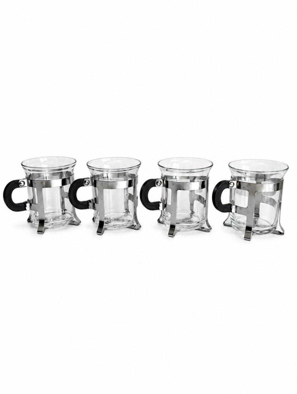Vintage Lipton Glass Tea Mugs – Set of 4 with Metal Holders